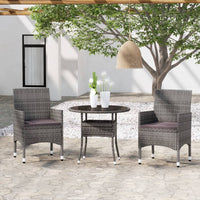 Set da Pranzo per Giardino 3 pz in Polyrattan Grigio 3058479