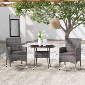 Set da Pranzo per Giardino 3 pz in Polyrattan Grigio 3058479