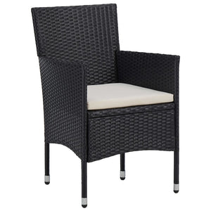 Set da Pranzo per Giardino 3 pz in Polyrattan Nero 3058482