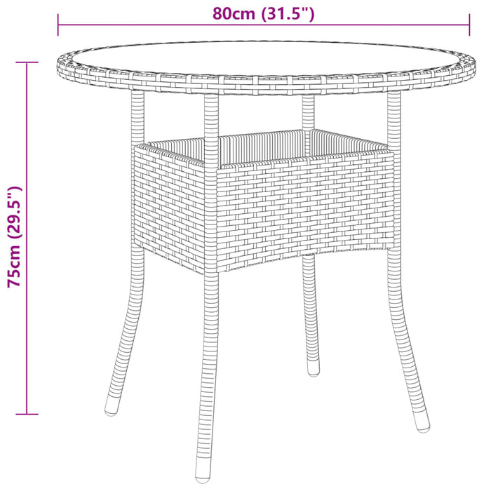 Set da Pranzo per Giardino 3 pz in Polyrattan Nero 3058484