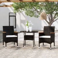 Set da Pranzo per Giardino 3 pz in Polyrattan Nero 3058484