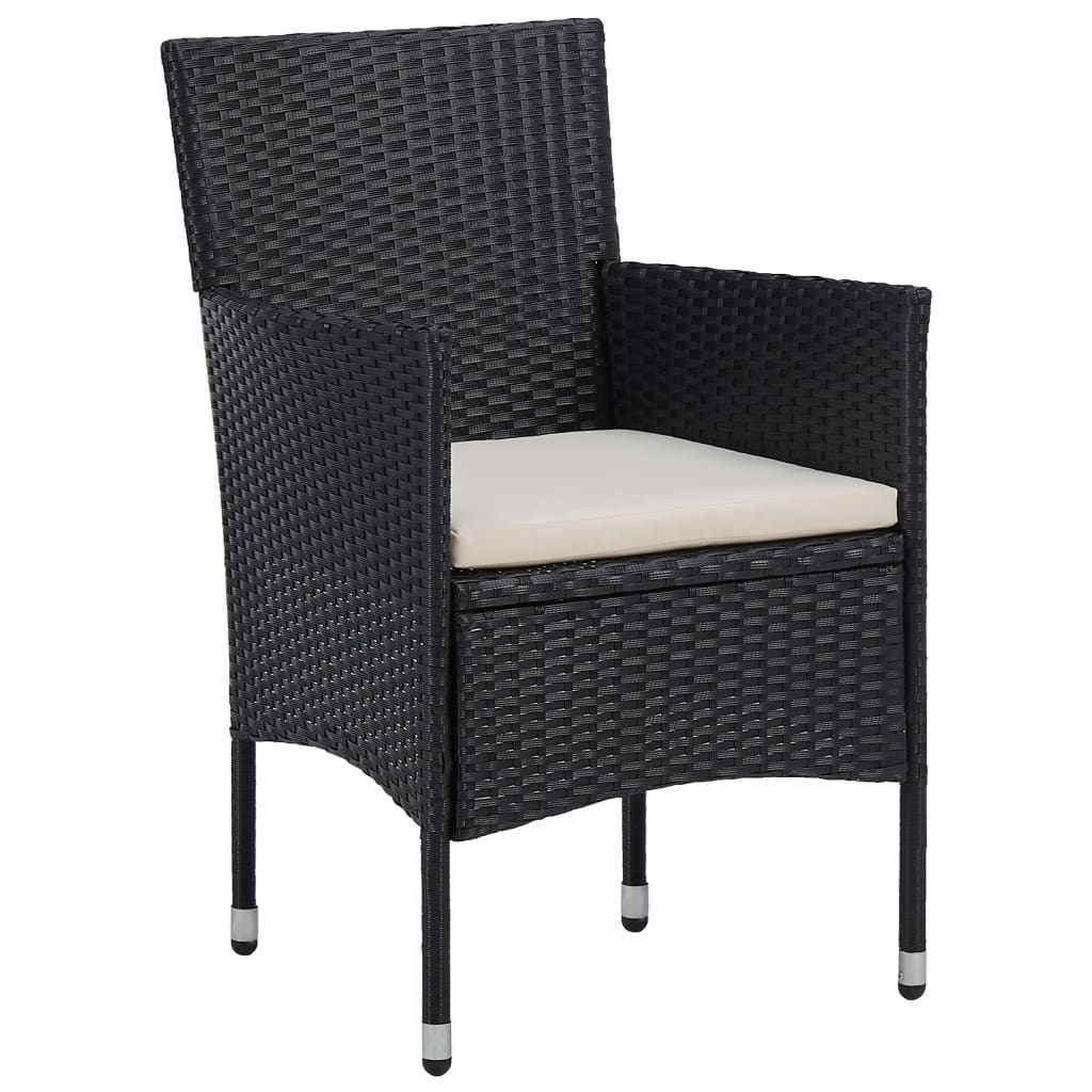 Set da Pranzo per Giardino 5 pz in Polyrattan Nero 3058488