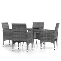 Set da Pranzo per Giardino 5 pz in Polyrattan Grigio 3058489