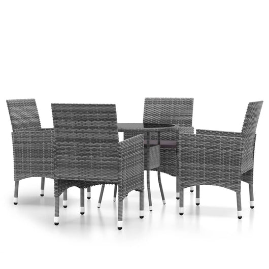 Set da Pranzo per Giardino 5 pz in Polyrattan Grigio 3058489