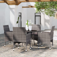 Set da Pranzo per Giardino 5 pz in Polyrattan Grigio 3058489