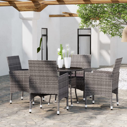 Set da Pranzo per Giardino 5 pz in Polyrattan Grigio 3058489