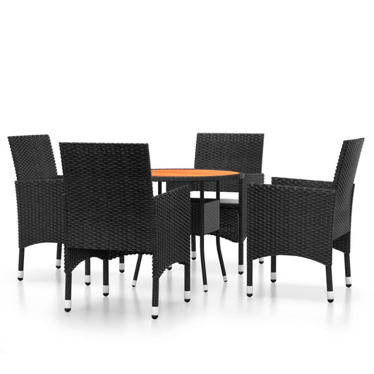 Set da Pranzo per Giardino 5 pz in Polyrattan Nero 3058492