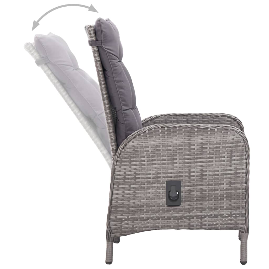 Set da Pranzo da Giardino 3 pz in Polyrattan e Vetro Grigio 3058522