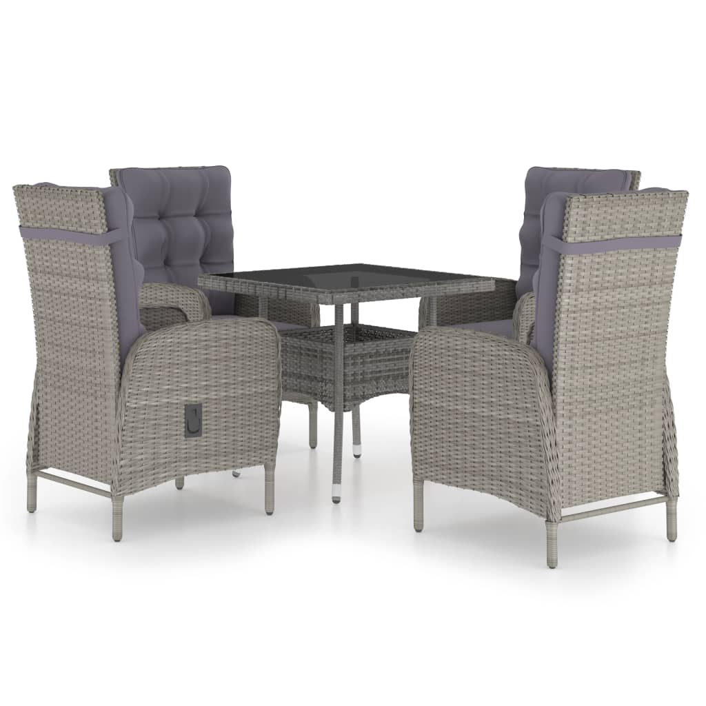 Set da Pranzo da Giardino 5 pz in Polyrattan e Vetro Grigio 3058524