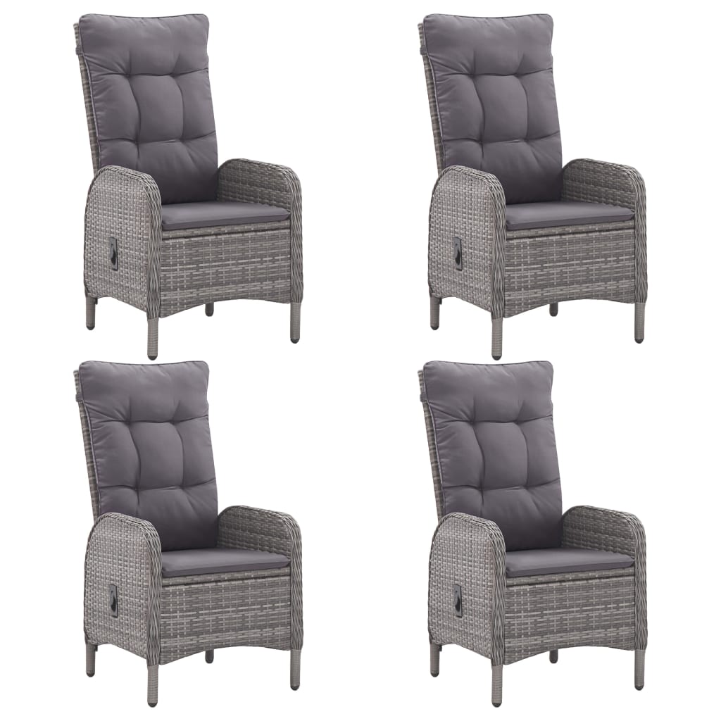 Set da Pranzo da Giardino 5 pz in Polyrattan e Vetro Grigio 3058524