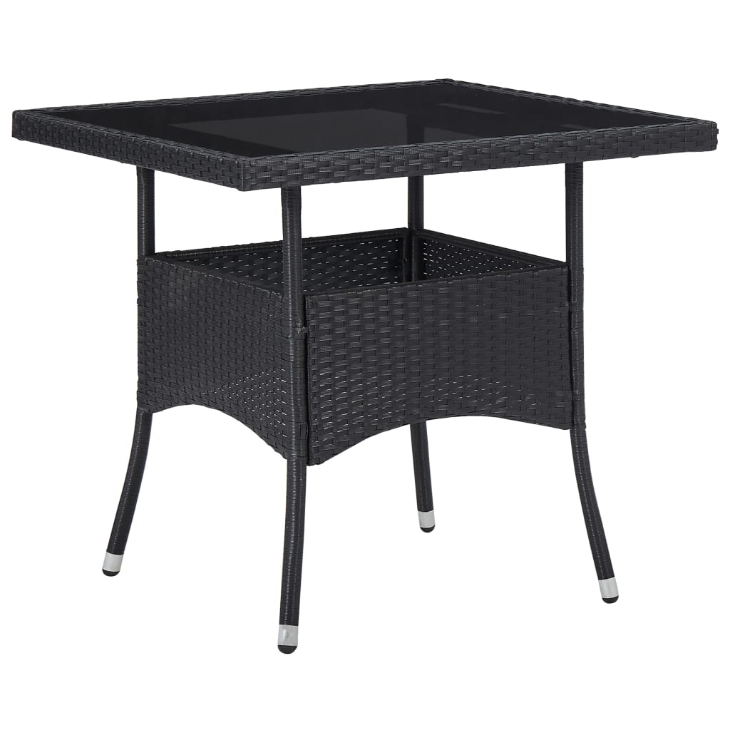 Set Mobili da Pranzo per Giardino 5 pz Polyrattan e Vetro Nero 3058528