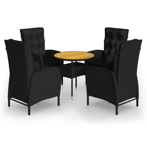 Set da Bistrot per Giardino 5 pz in Polyrattan Nero 3058553