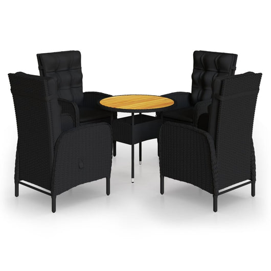 Set da Bistrot per Giardino 5 pz in Polyrattan Nero 3058553