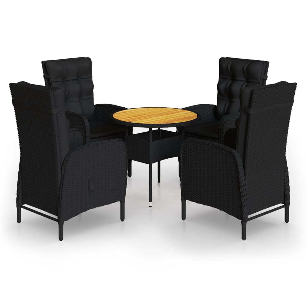 Set da Bistrot per Giardino 5 pz in Polyrattan Nero 3058553
