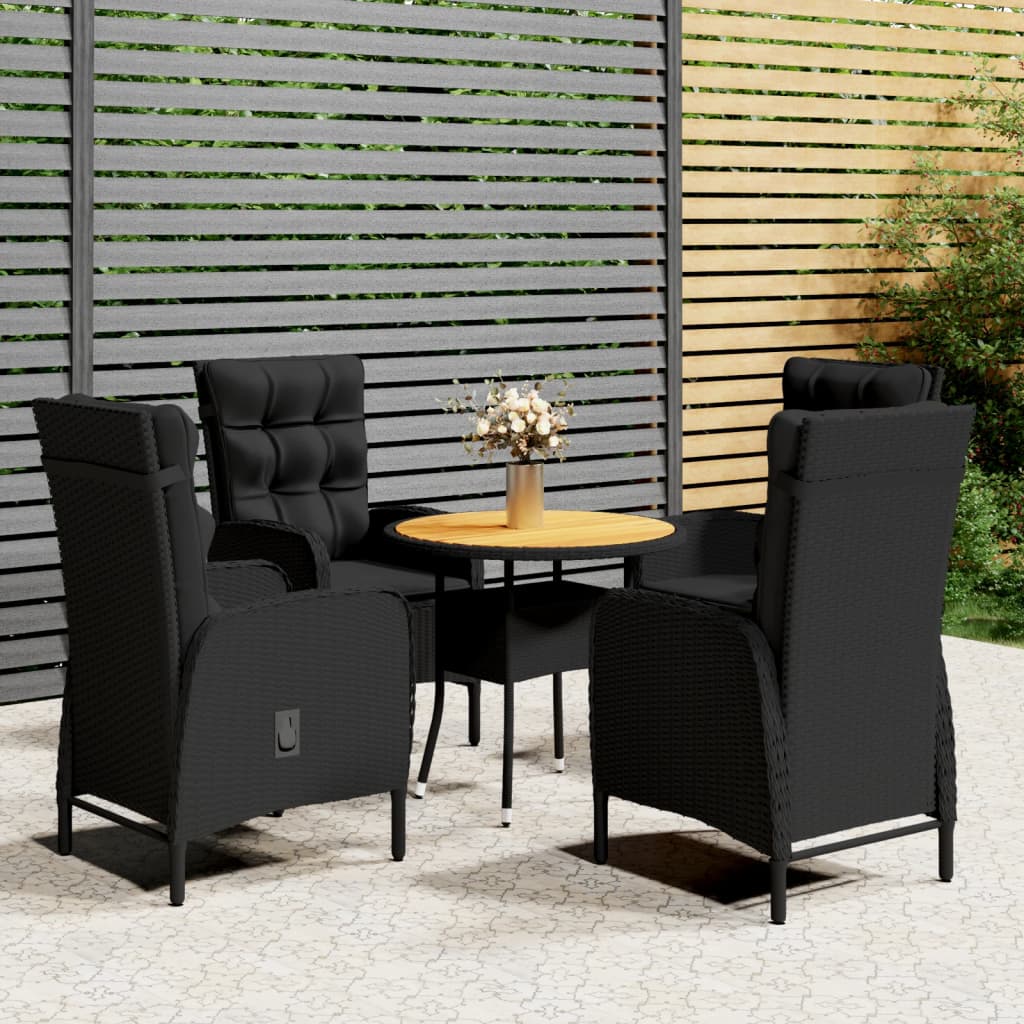 Set da Bistrot per Giardino 5 pz in Polyrattan Nero 3058553