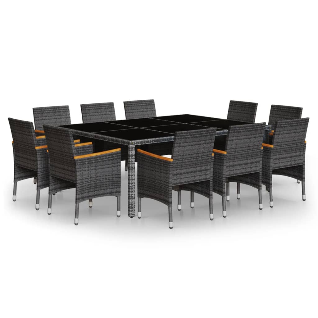 Set Pranzo da Giardino 11pz in Polyrattan Grigio 3058569