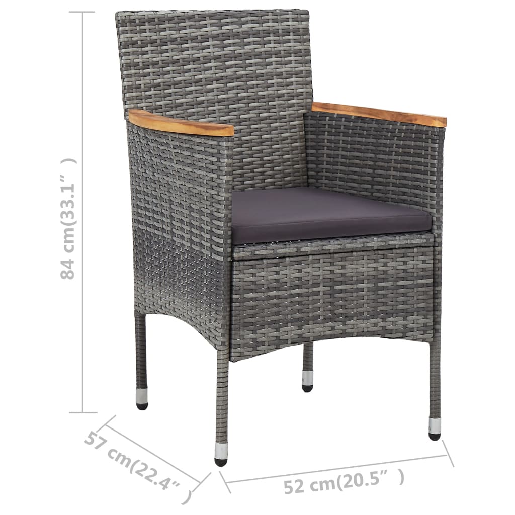 Set Pranzo da Giardino 11pz in Polyrattan Grigio 3058569