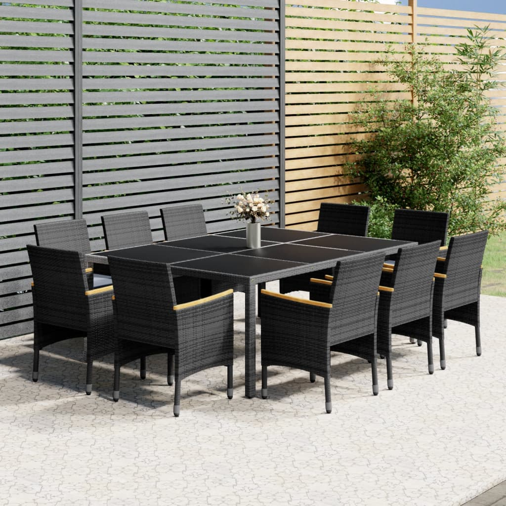 Set Pranzo da Giardino 11pz in Polyrattan Grigio 3058569