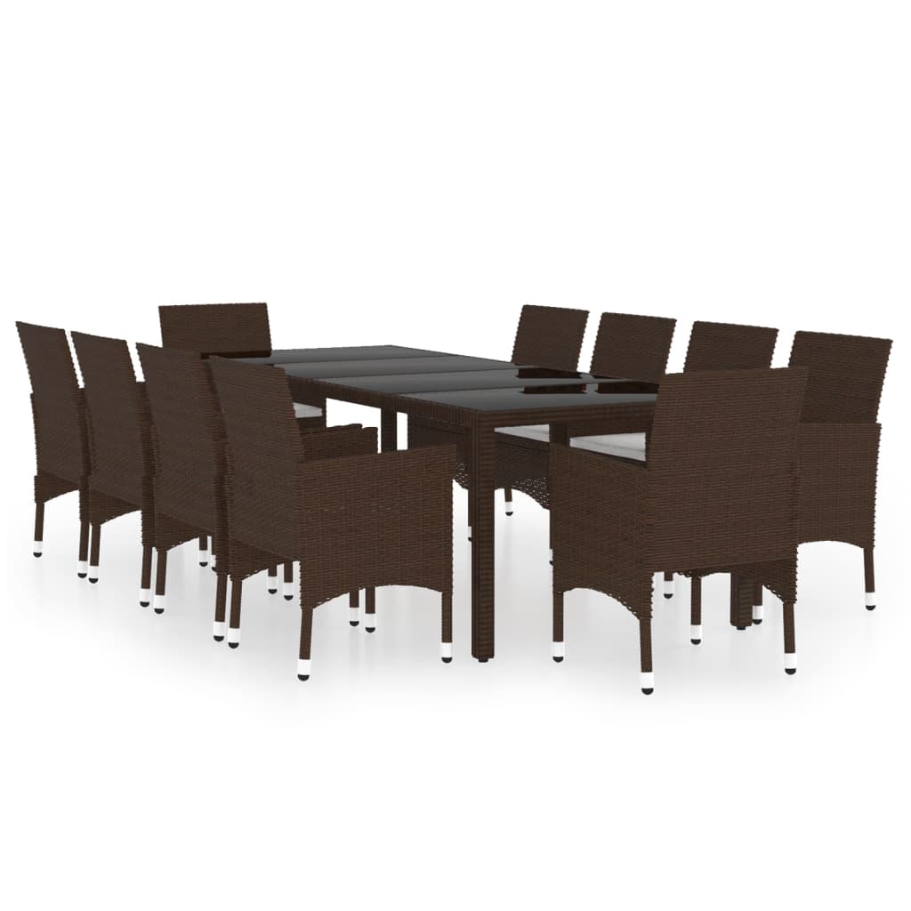 Set da Pranzo da Giardino 11 pz in Polyrattan Marrone cod mxl 41772