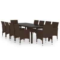 Set da Pranzo da Giardino 11 pz in Polyrattan Marrone cod mxl 41772
