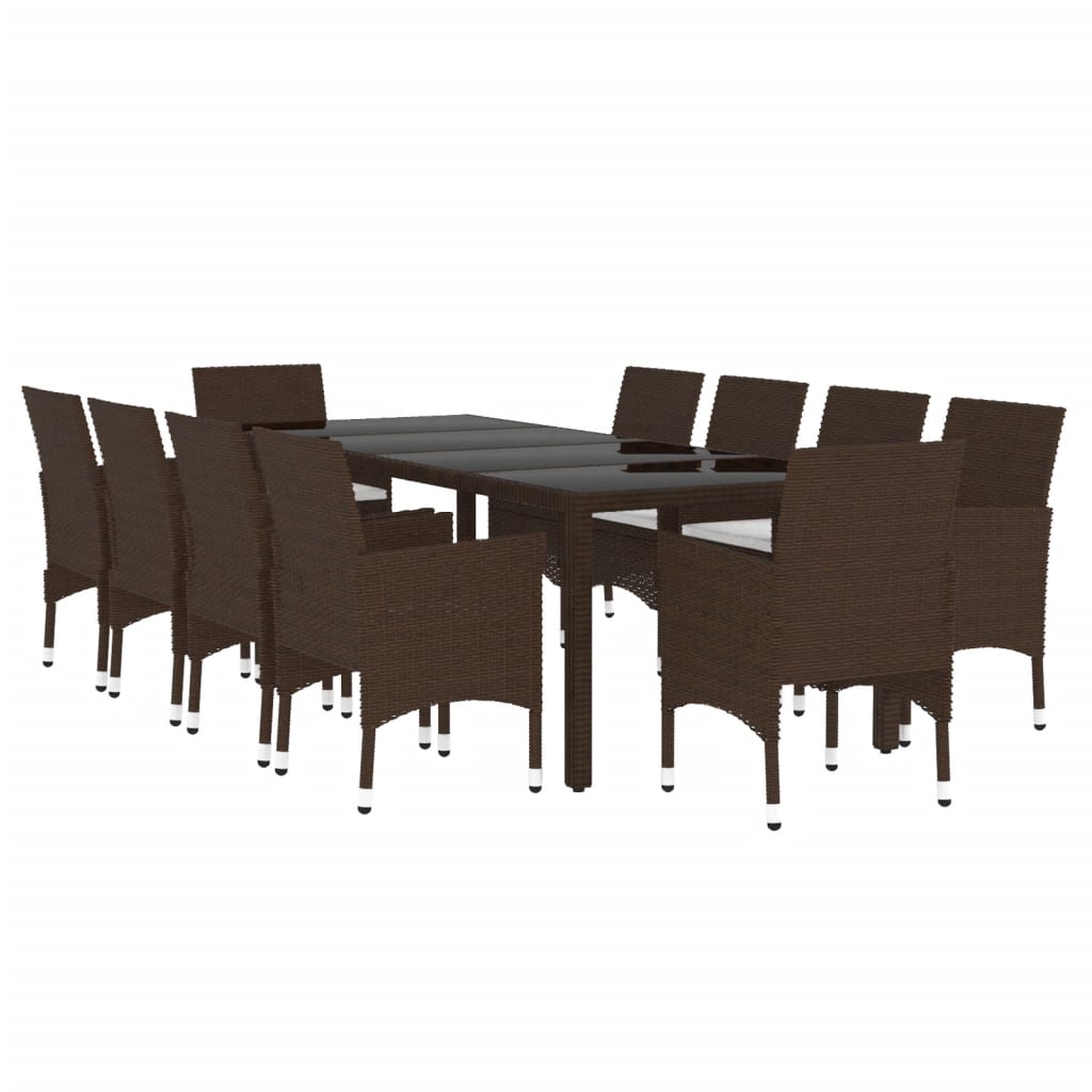 Set da Pranzo da Giardino 11 pz in Polyrattan Marrone cod mxl 41772