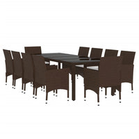 Set da Pranzo da Giardino 11 pz in Polyrattan Marrone cod mxl 41772