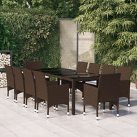 Set da Pranzo da Giardino 11 pz in Polyrattan Marrone cod mxl 41772