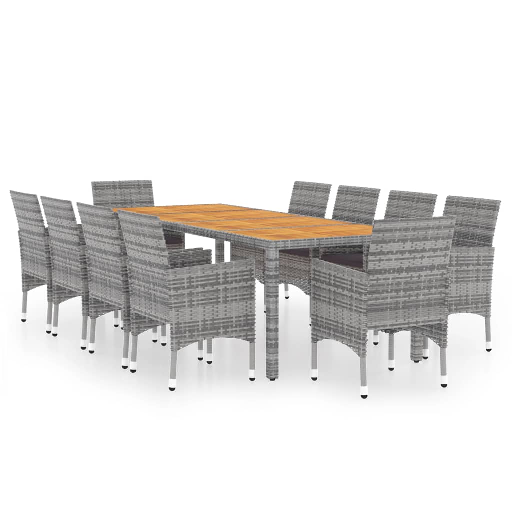 Set Pranzo da Giardino 11pz in Polyrattan Grigio 3058577