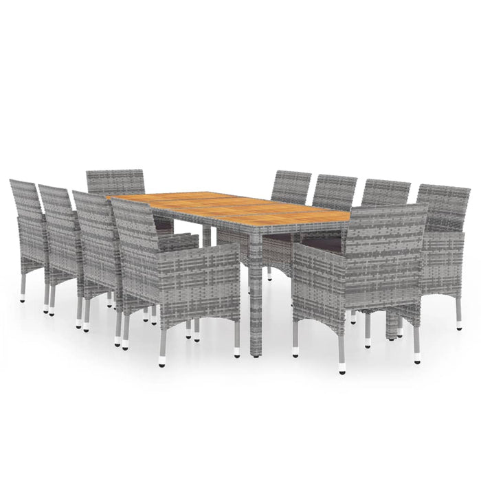 Set Pranzo da Giardino 11pz in Polyrattan Grigio 3058577