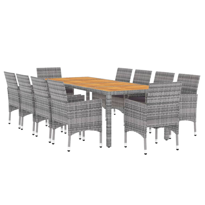 Set Pranzo da Giardino 11pz in Polyrattan Grigio 3058577