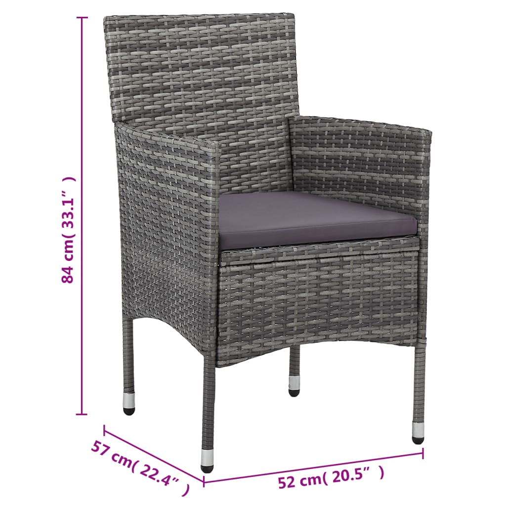 Set Pranzo da Giardino 11pz in Polyrattan Grigio 3058577