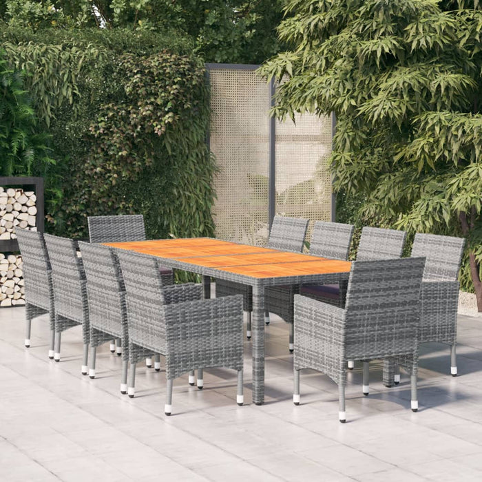 Set Pranzo da Giardino 11pz in Polyrattan Grigio 3058577