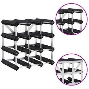 Portavini da 12 Bottiglie Nero in Legno Massello di Pino 325913