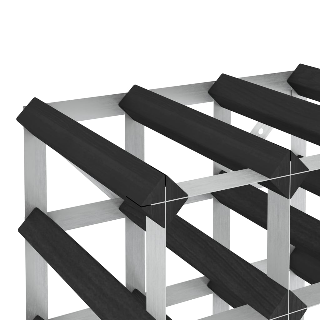 Portavini da 20 Bottiglie Nero in Legno Massello di Pino 325914