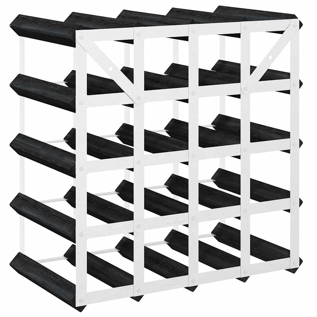 Portavini da 20 Bottiglie Nero in Legno Massello di Pino 325914