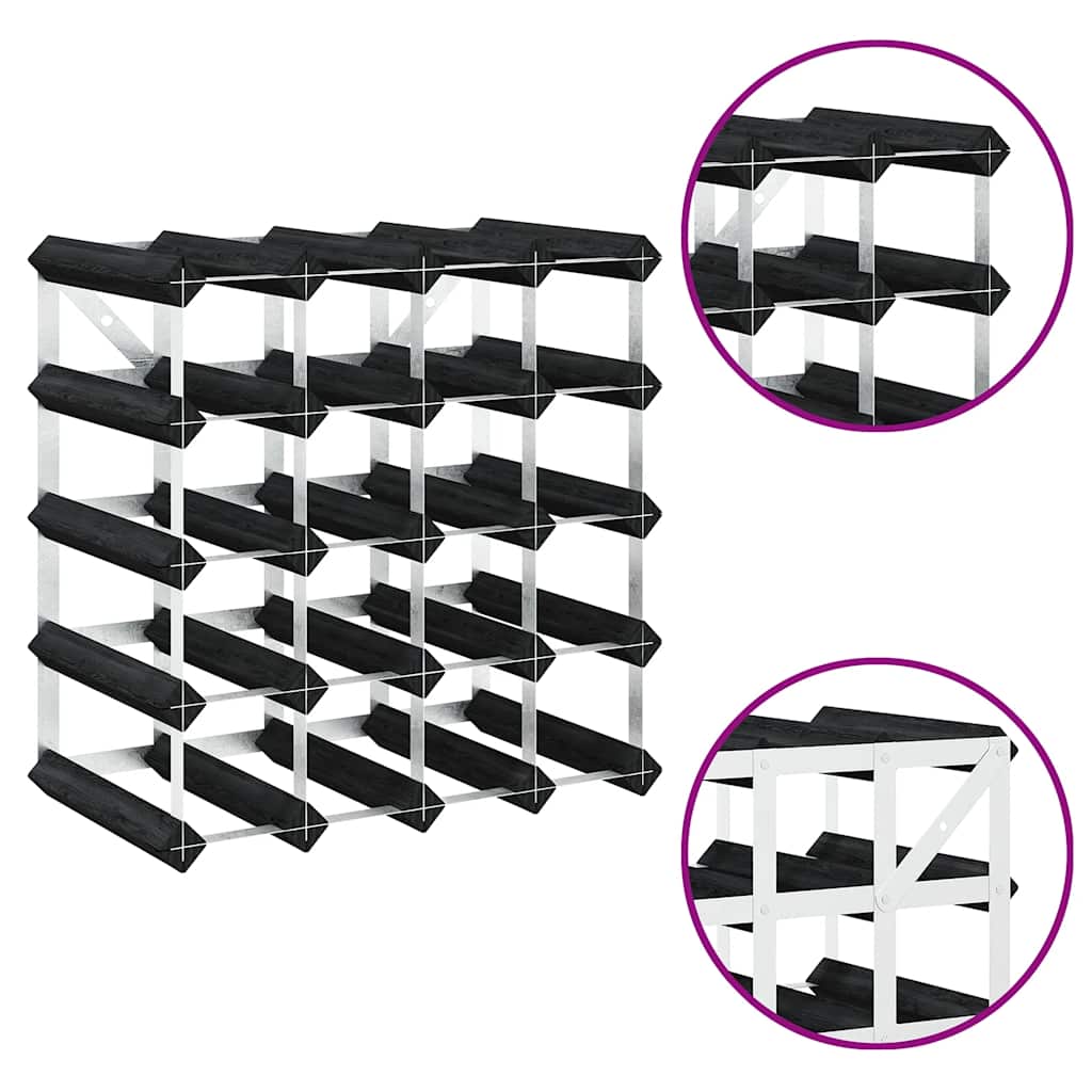 Portavini da 20 Bottiglie Nero in Legno Massello di Pino 325914