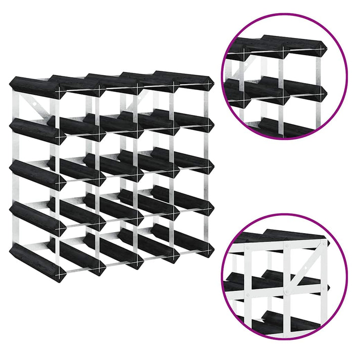 Portavini da 20 Bottiglie Nero in Legno Massello di Pino 325914