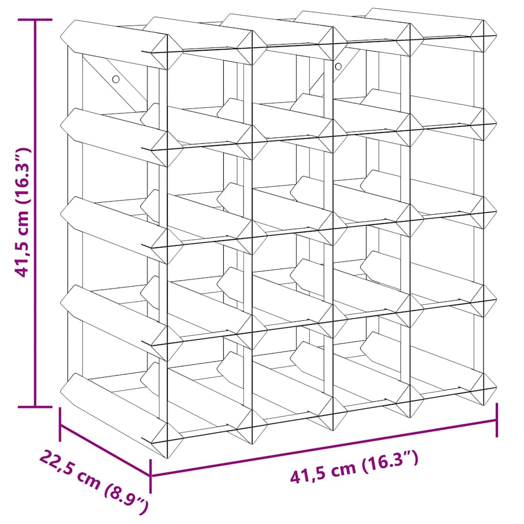 Portavini da 20 Bottiglie Nero in Legno Massello di Pino 325914