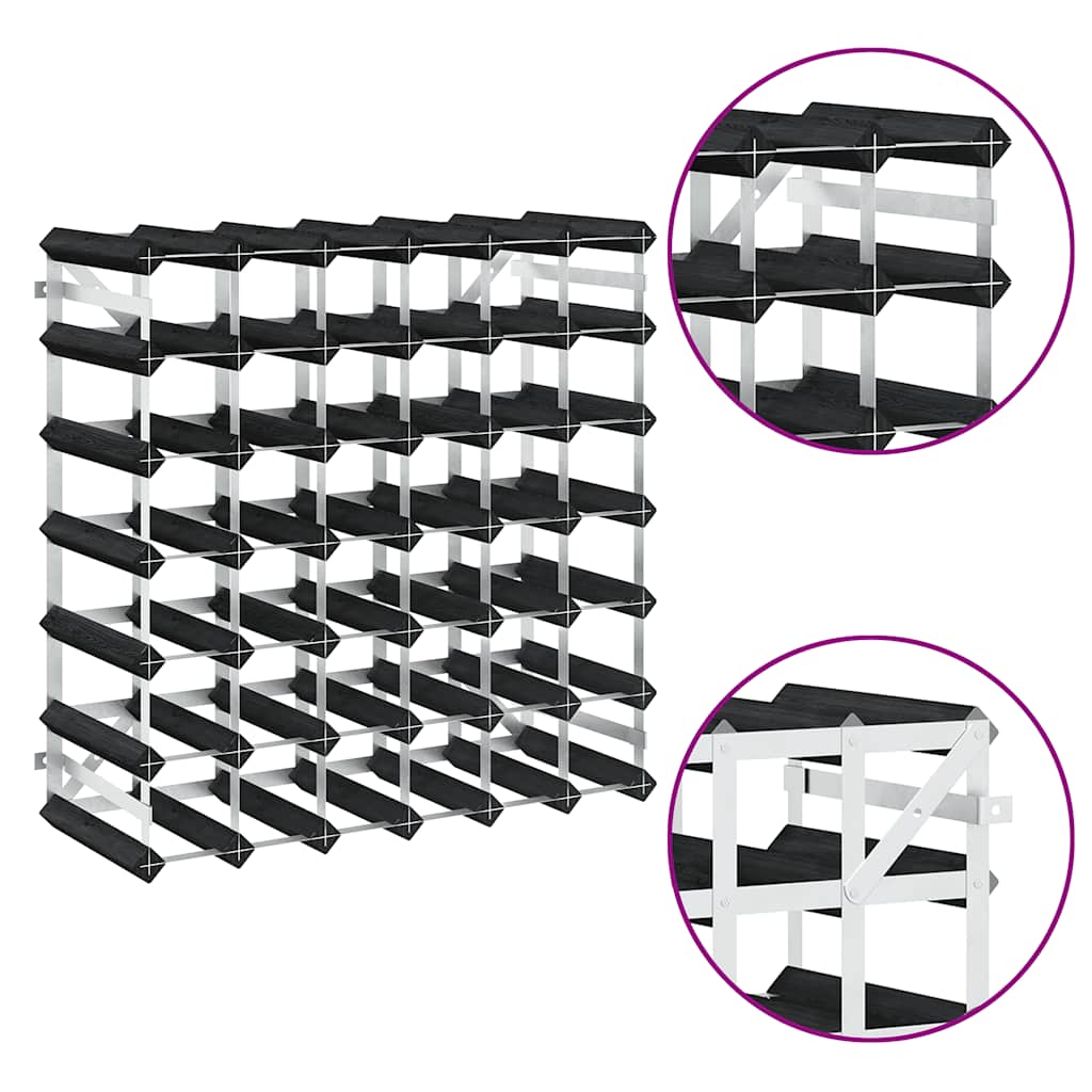 Portavini da 42 Bottiglie Nero in Legno Massello di Pino 325915