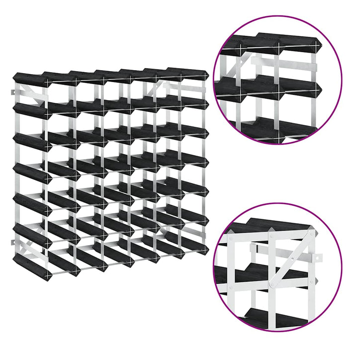 Portavini da 42 Bottiglie Nero in Legno Massello di Pino 325915