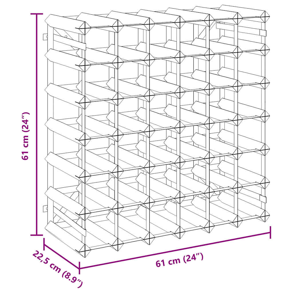 Portavini da 42 Bottiglie Nero in Legno Massello di Pino 325915