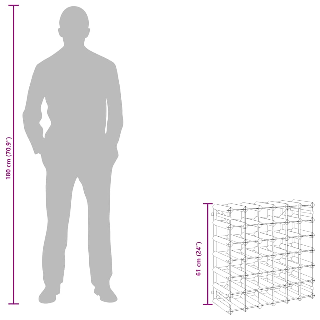 Portavini da 42 Bottiglie Nero in Legno Massello di Pino 325915