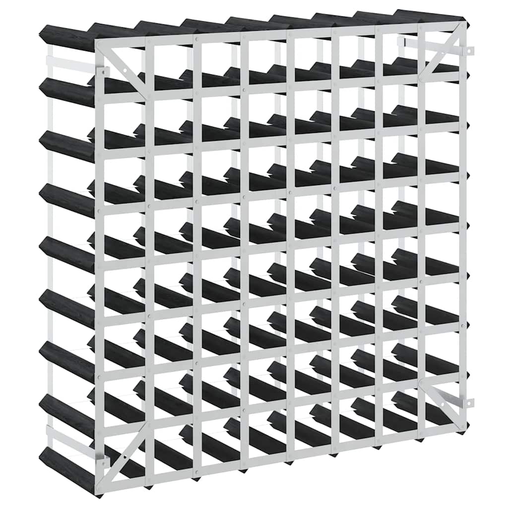 Portavini da 72 Bottiglie Nero in Legno Massello di Pino 325916