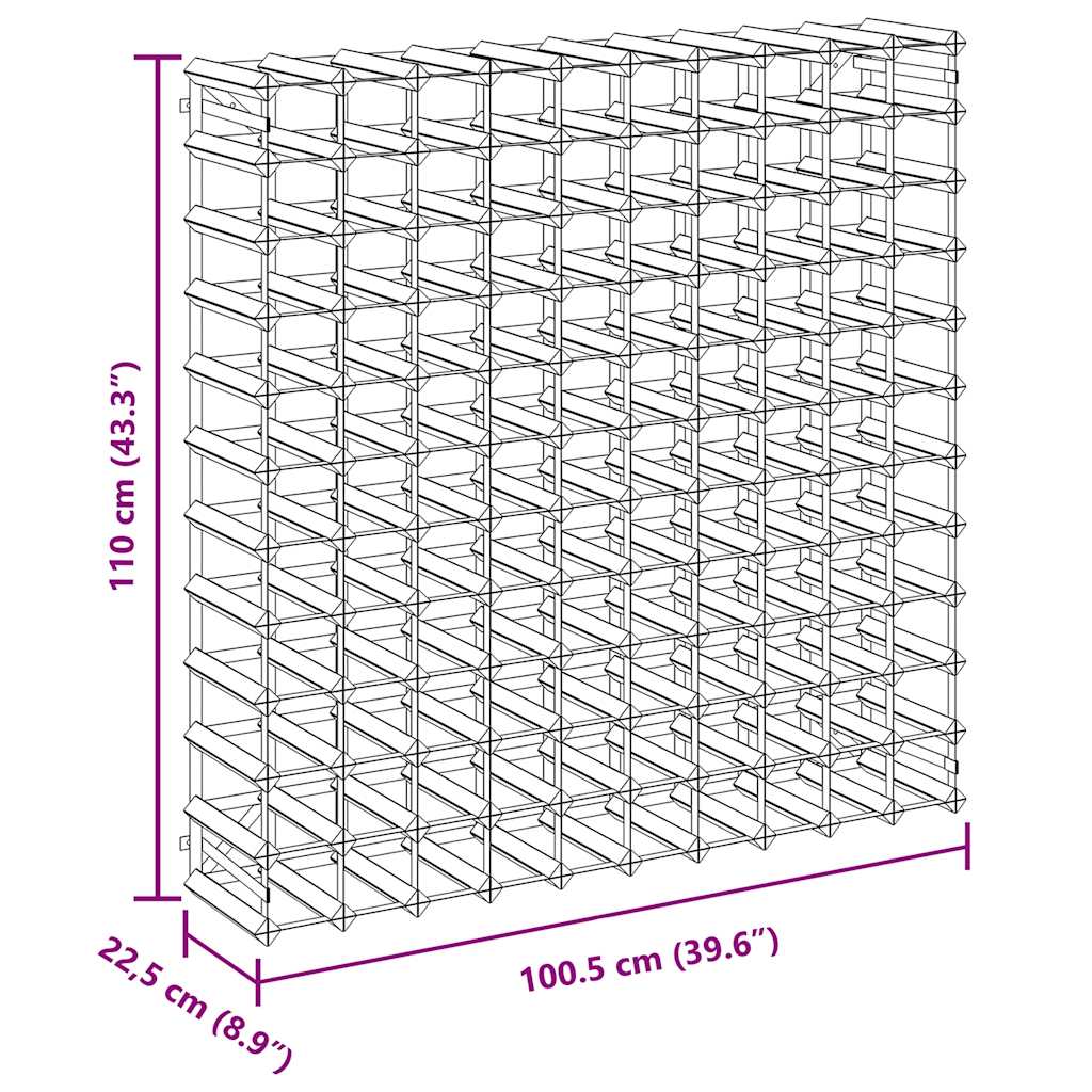 Portavini da 120 Bottiglie Nero in Legno Massello di Pino 325917