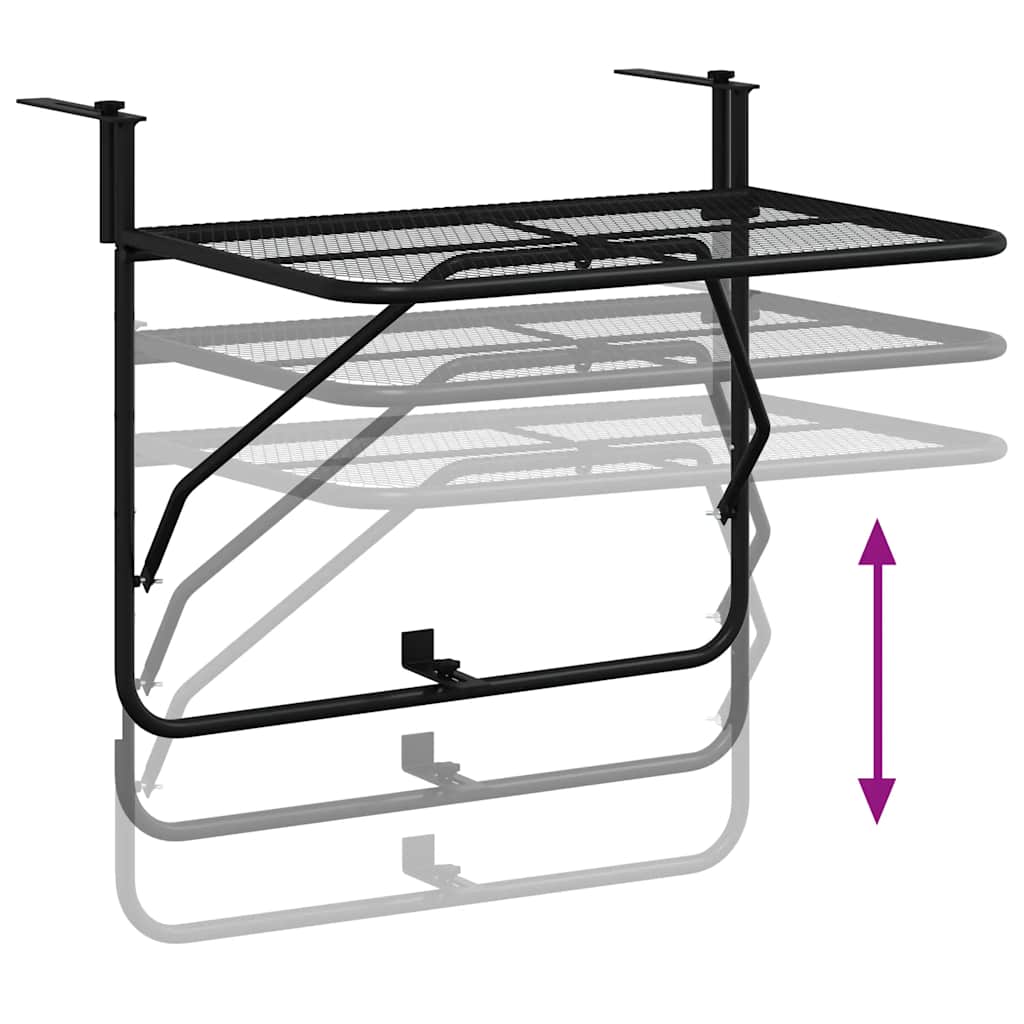 Tavolo da Balcone Nero 60x40 cm in Acciaio 325924