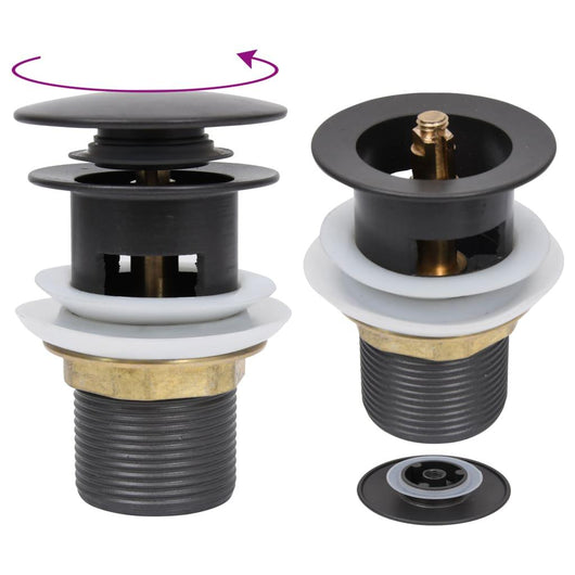 Scarico a pressione con troppopieno Tappo di scarico Scarico per lavandino Scarico per lavabo Bagno Casa 9,1 cm Grigio 02_0003485