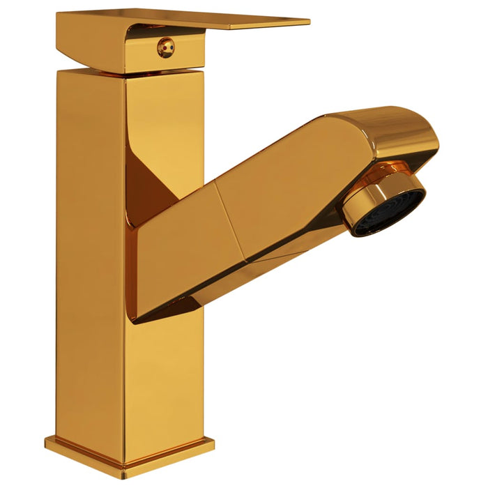Rubinetto Lavabo da Bagno Funzione Estraibile Oro 157x172 mm 149077