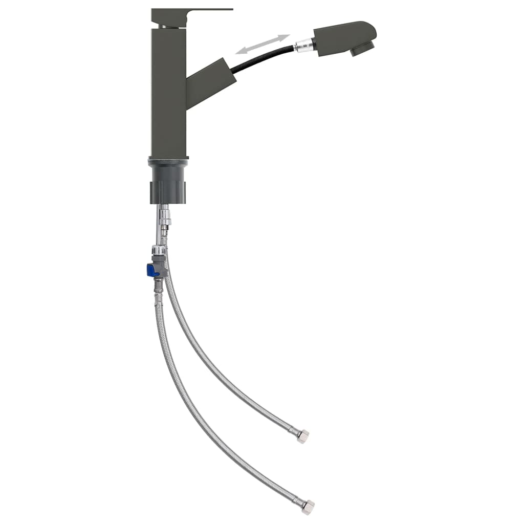 Rubinetto Lavabo da Bagno Funzione Estraibile Grigio 157x172 mm 149078