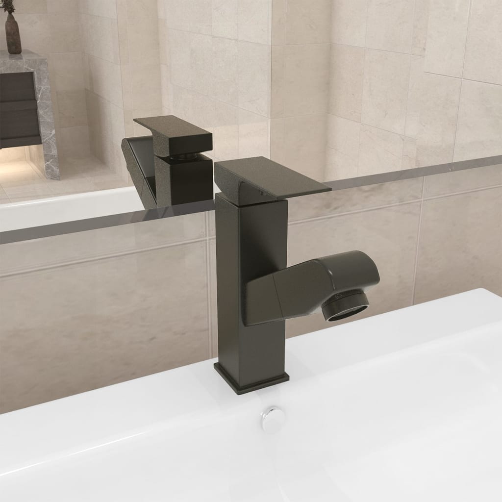 Rubinetto Lavabo da Bagno Funzione Estraibile Grigio 157x172 mm 149078