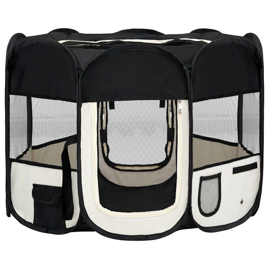 Box per Cani Pieghevole con Borsa Trasporto Nero 90x90x58 cm 171005
